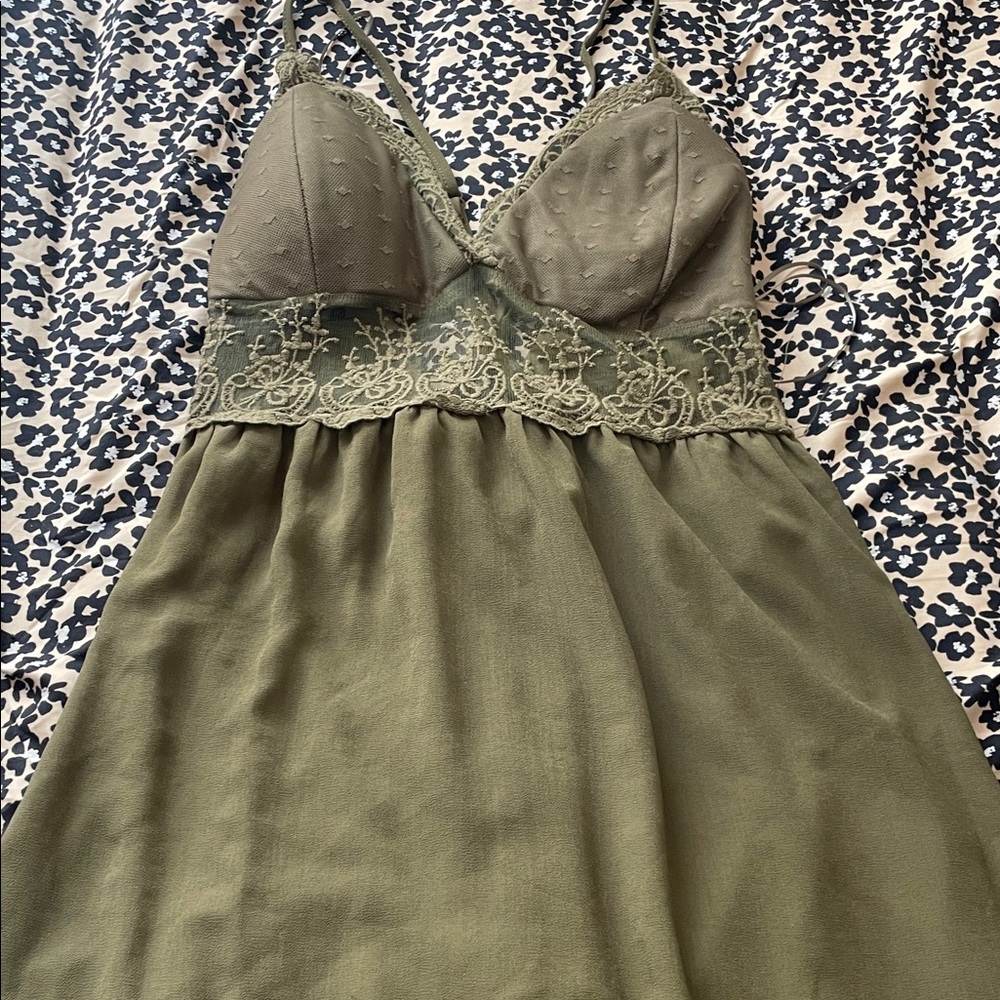 Derek Heart Olive Green Lace Chemise